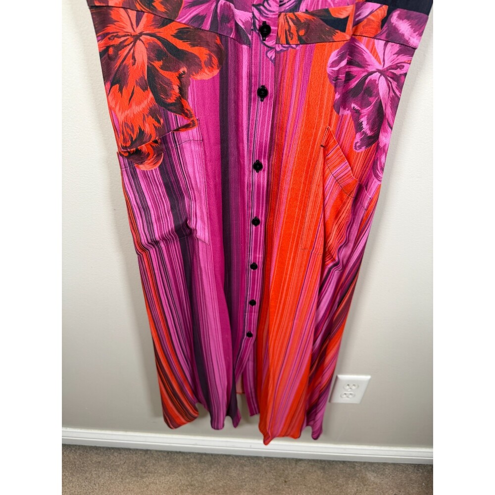 The Kit Cobie Shirt Dress Size 10 Maxi Striped Iris Art to Wear Abstract Floral - Picture 9 of 12